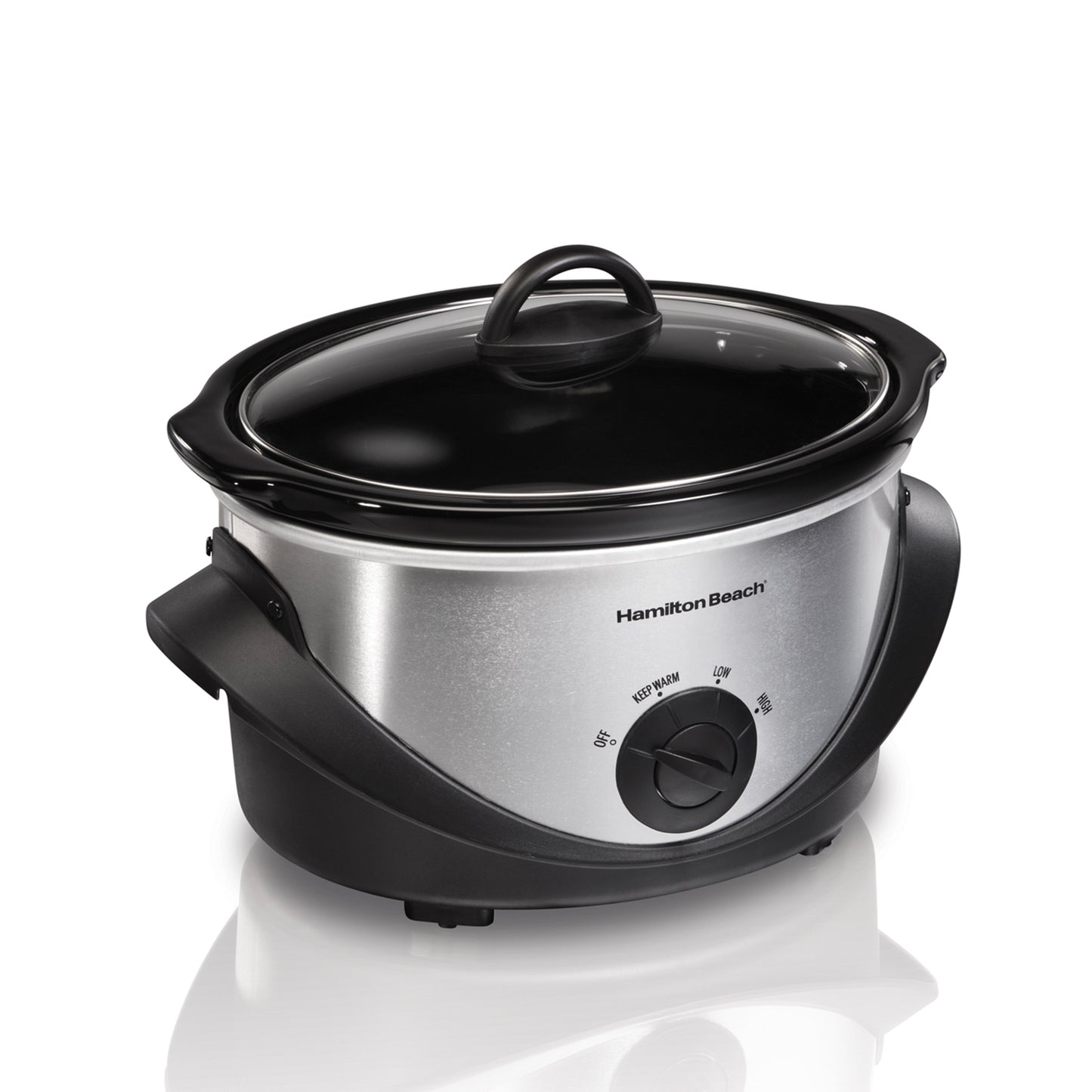 Olla Eléctrica de Lenta Cocción 3.8 Litros con Tapa de Vidrio Plata Hamilton Beach 33141