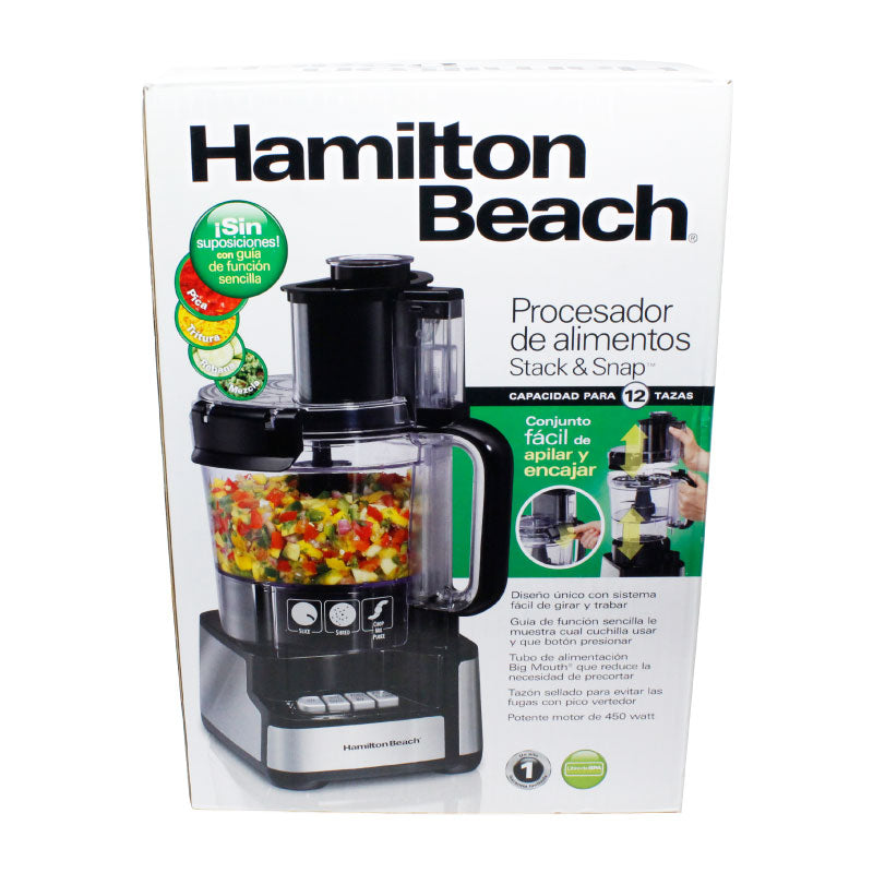Procesador Alimentos 12 y 4 Tazas Negro Hamilton Beach 70725