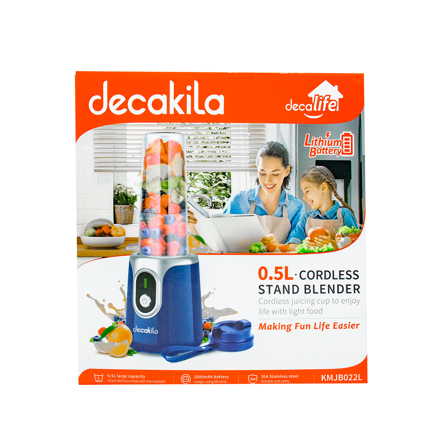 Licuadora Personal 500 ml Inalámbrica Azul Decakila KMJB022L