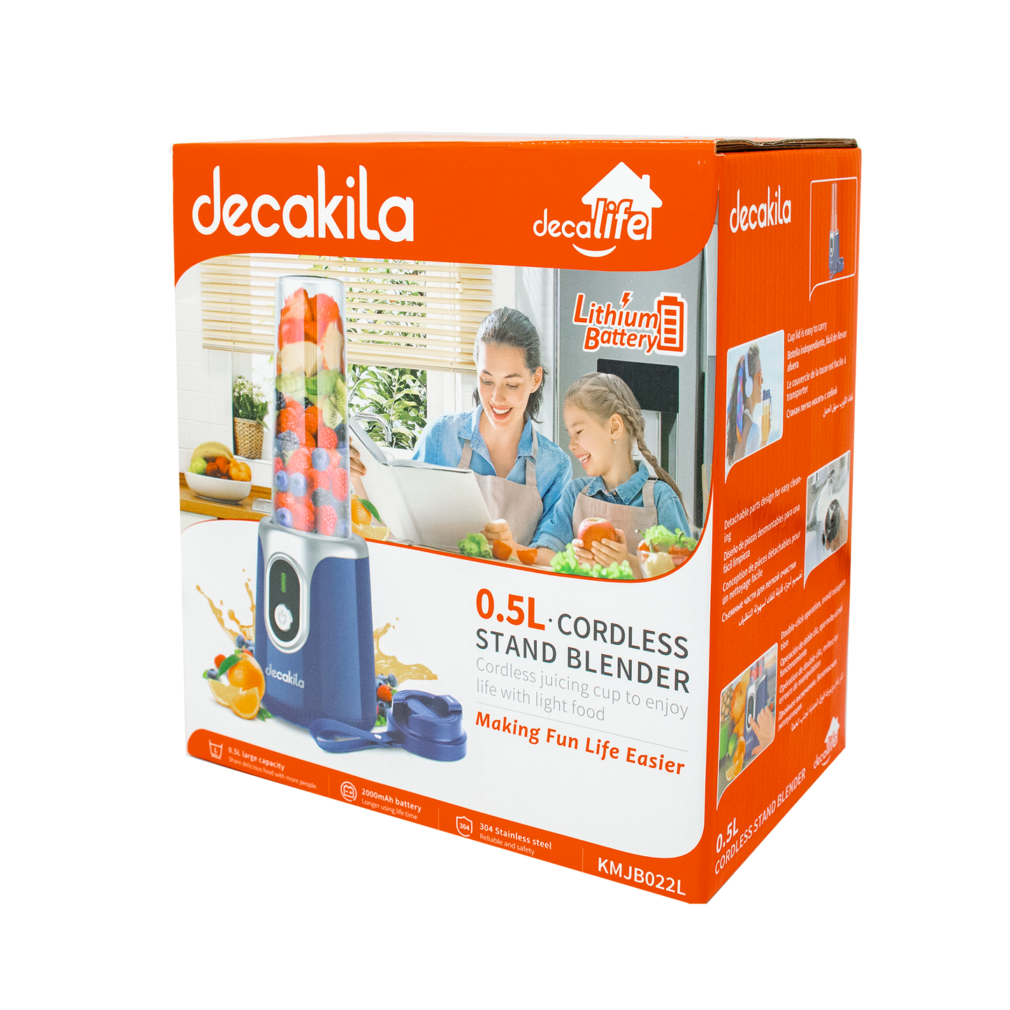 Licuadora Personal 500 ml Inalámbrica Azul Decakila KMJB022L