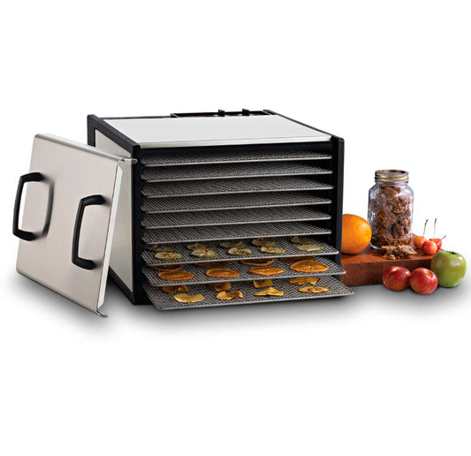 Deshidratador de Alimentos 9 Charolas Acero Inoxidable con Bandejas  Excalibur D900SHD