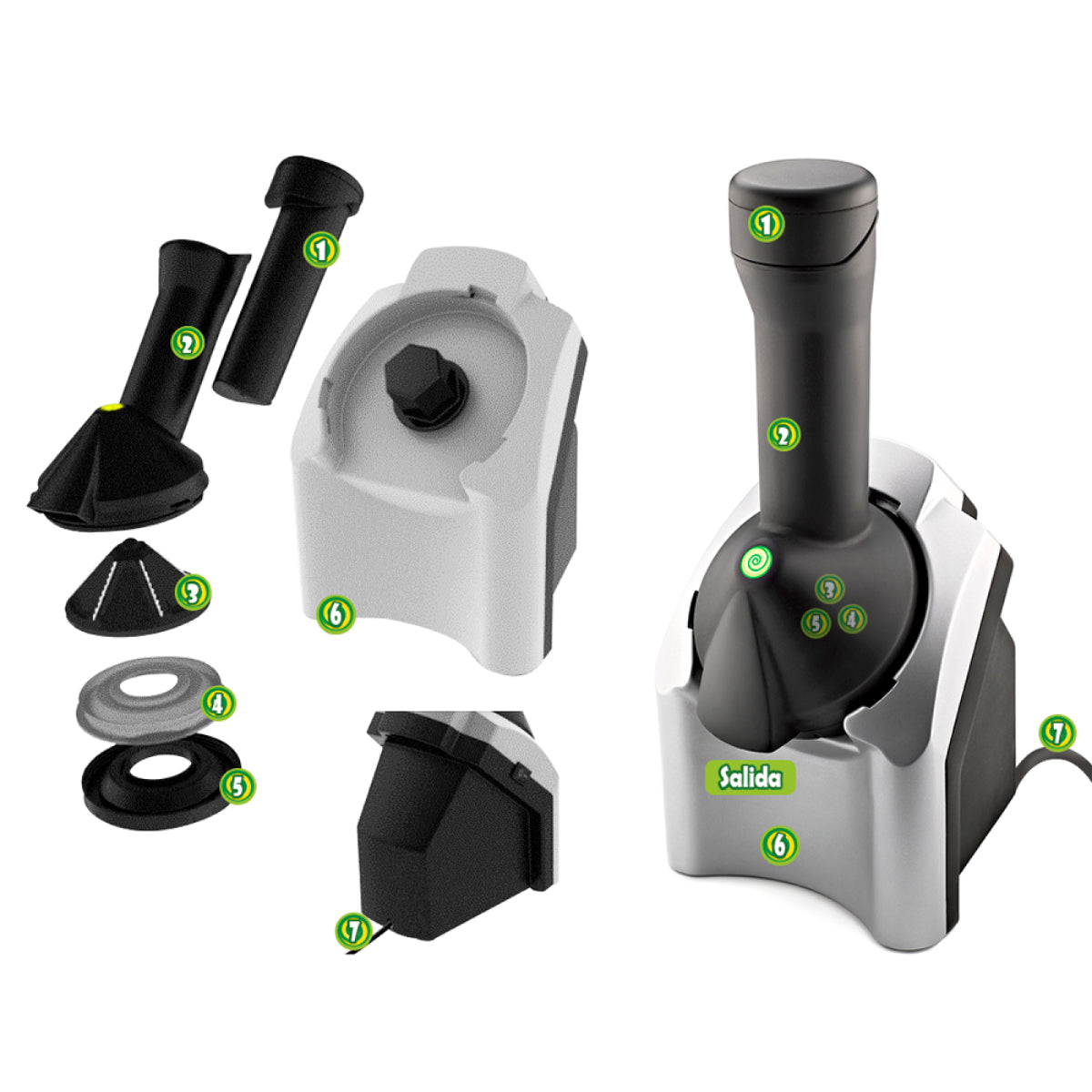 Máquina para hacer Helados Saludables sin lácteos, color Plata  Yonanas Clásico 902
