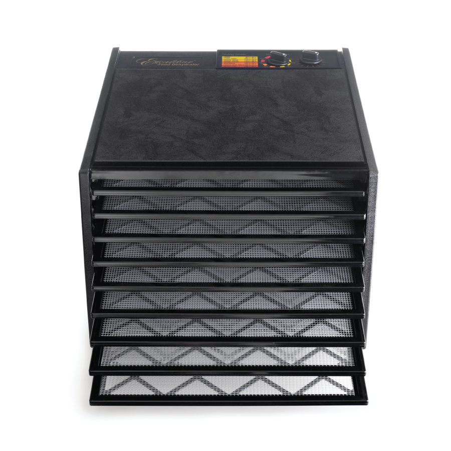 Deshidratador de Alimentos 9 Charolas Con Timer y Puerta Negra Excalibur 3926TB