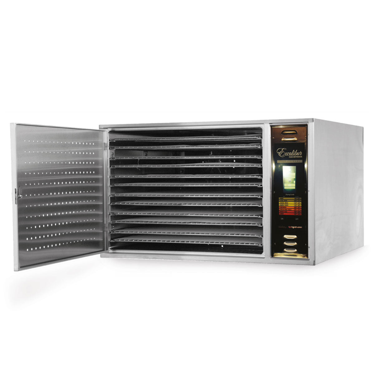 Deshidratador de Alimentos 12 Charolas Acero Inoxidable con Panel Digital Comercial Excalibur COMM1
