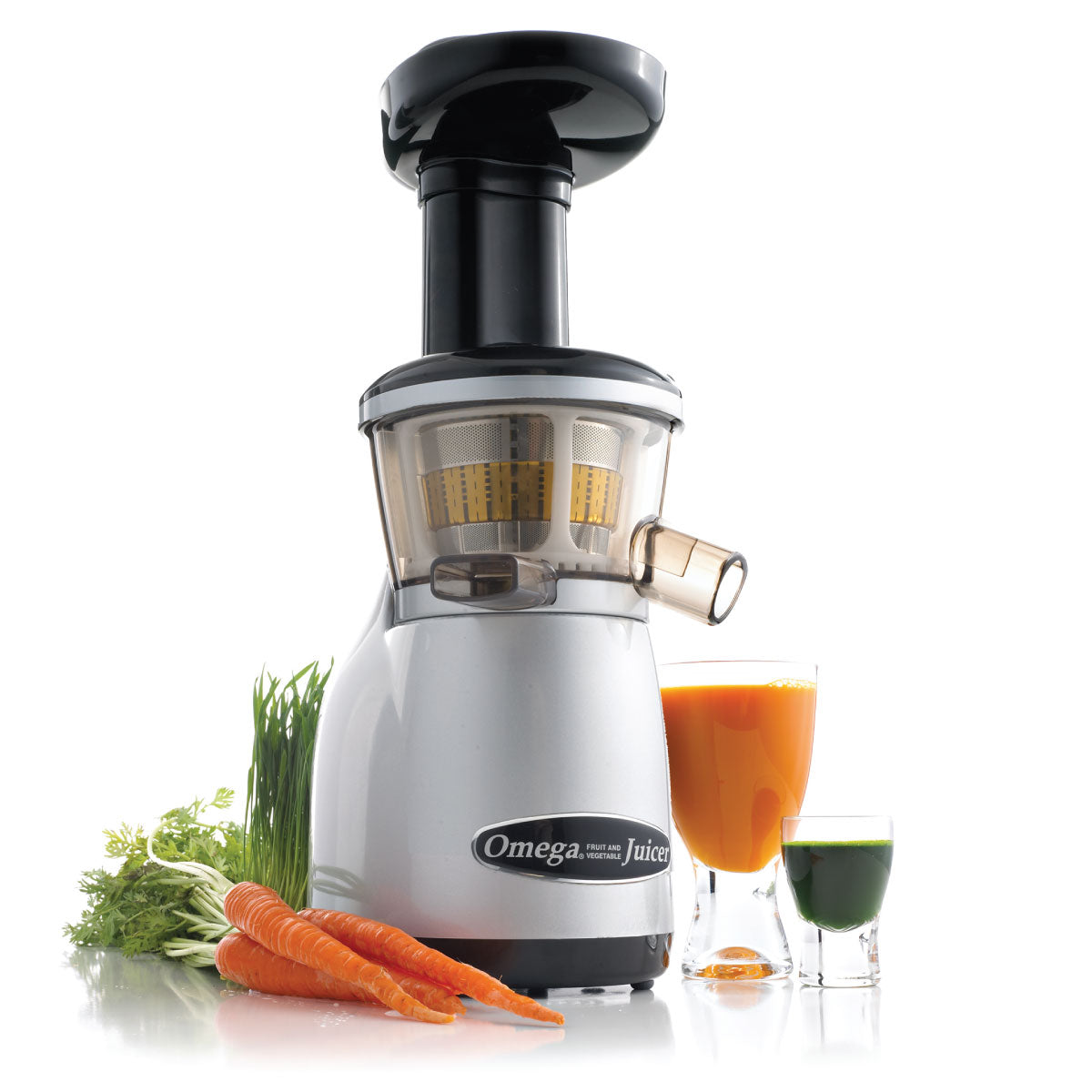 Extractor de Jugo Vertical Prensa Fría Doméstico Plata Omega VRT350X Rempacado