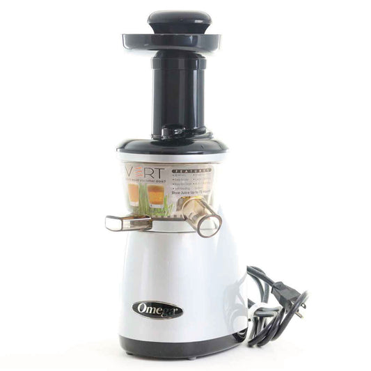 Extractor de Jugo Vertical Prensa Fría Doméstico Plata Omega VRT350X Rempacado